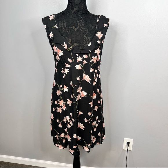 Sz XL Aeropostale Black Sleeveless Pink Floral Dress - Picture 2 of 10